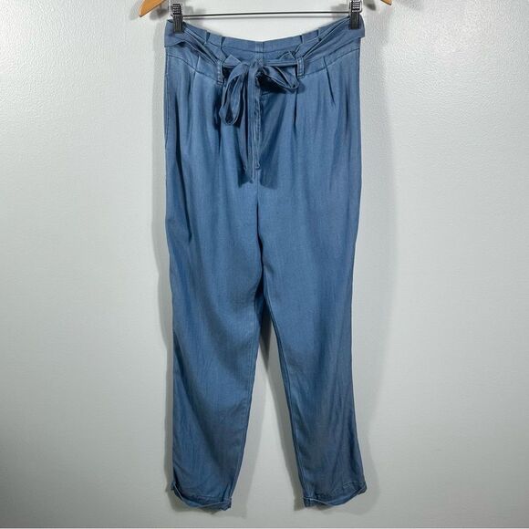Love Tree Stylish Blue Tie-Waist Pants Size Small Casual Chic Oversized Comfy - Picture 1 of 16